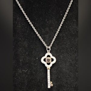 Stella & Dot Clover Key Necklace Hematite EUC